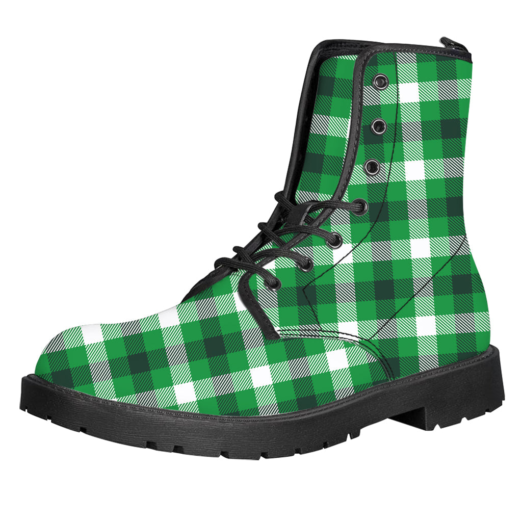 Irish Check Saint Patrick's Day Print Leather Boots