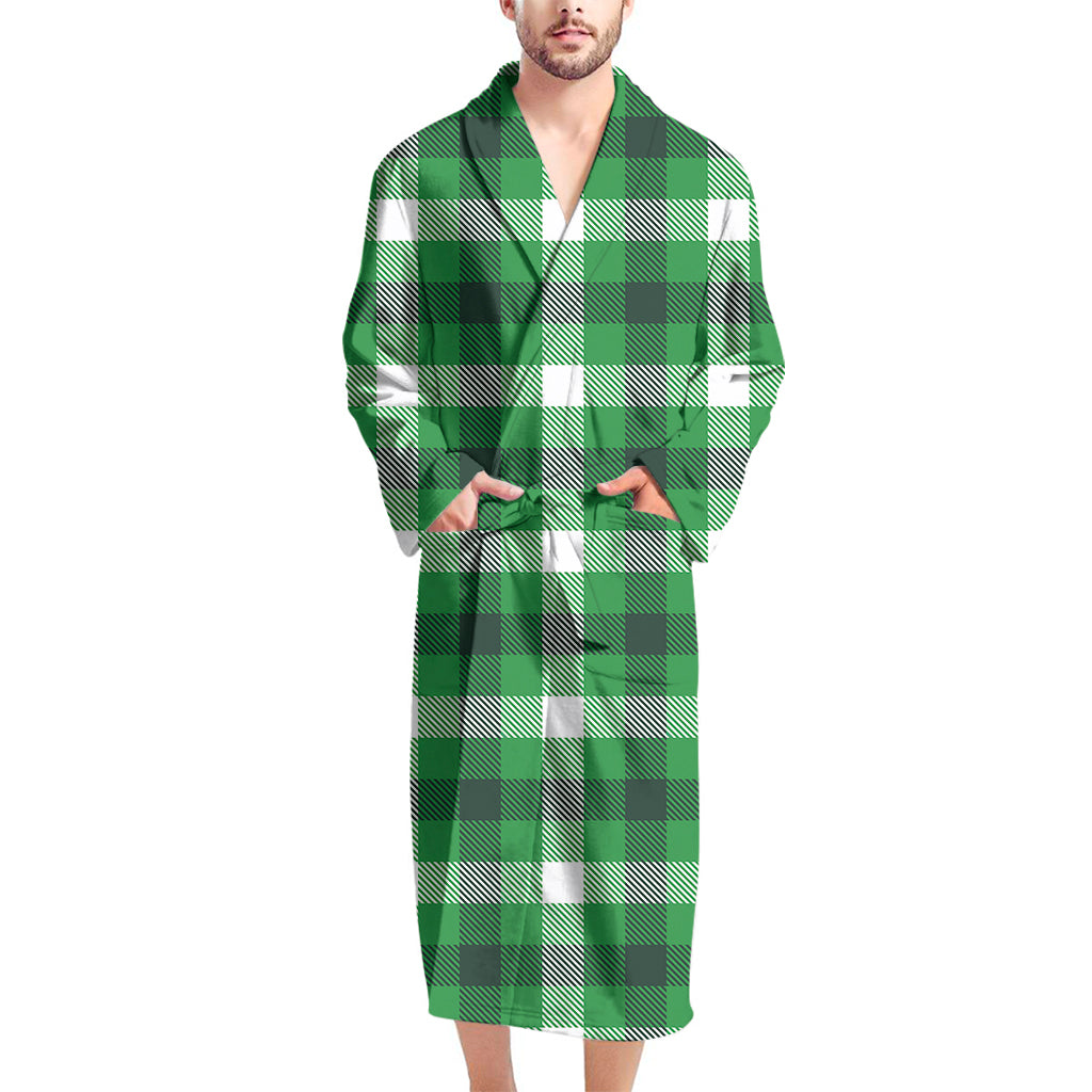 Irish Check Saint Patrick's Day Print Men's Bathrobe