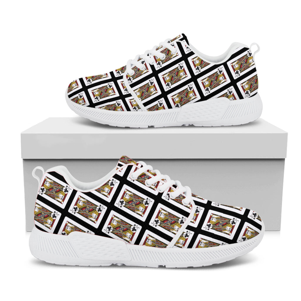 Jack Of Clubs Playing Card Pattern Print White Athletic Shoes