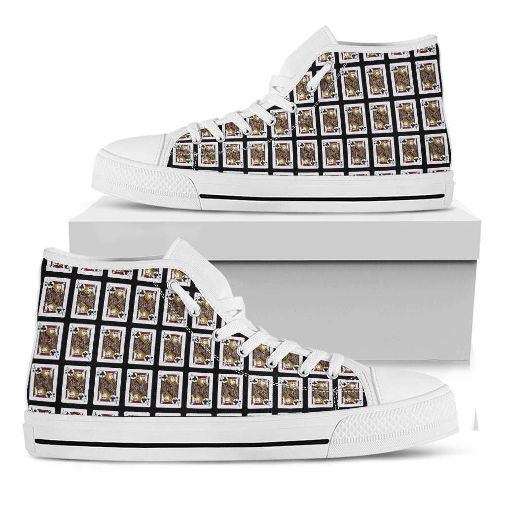 Jack Of Clubs Playing Card Pattern Print White High Top Shoes