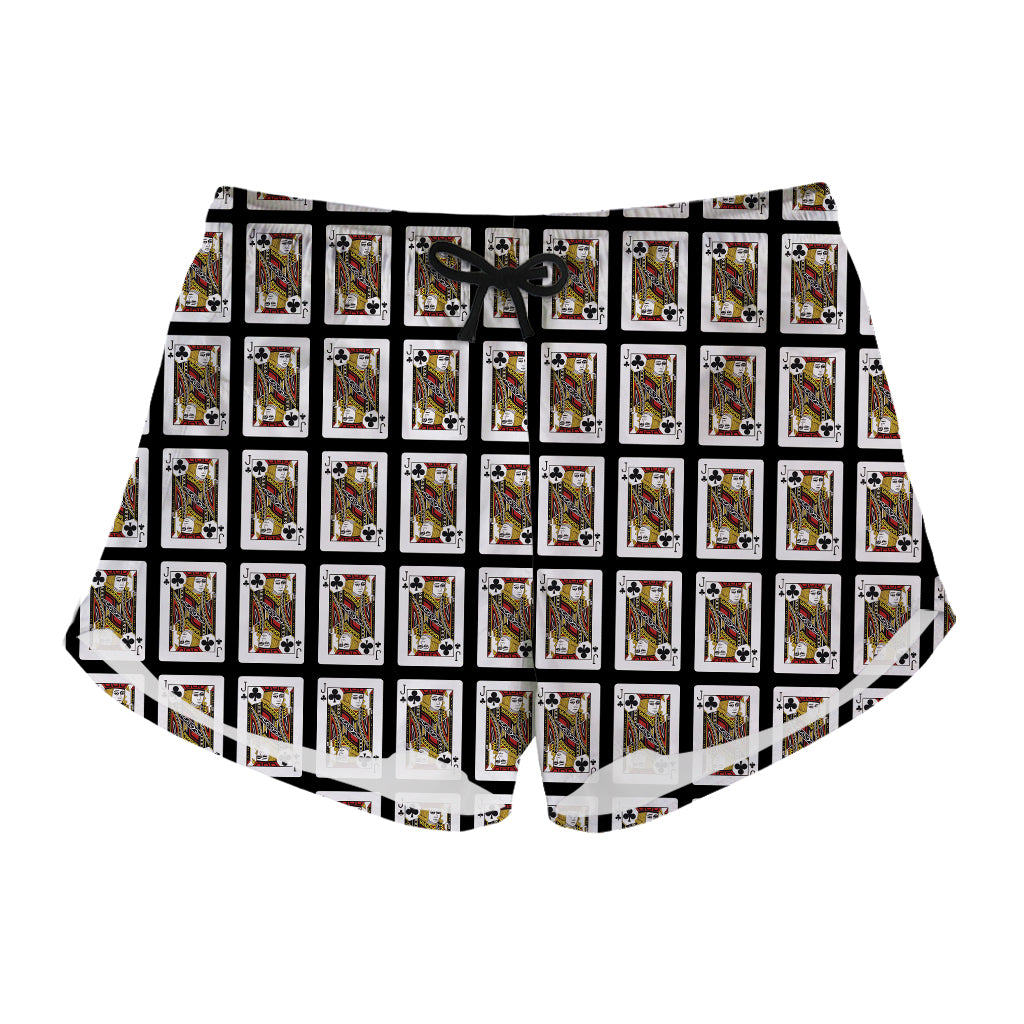 Jack Of Clubs Playing Card Pattern Print Women's Shorts