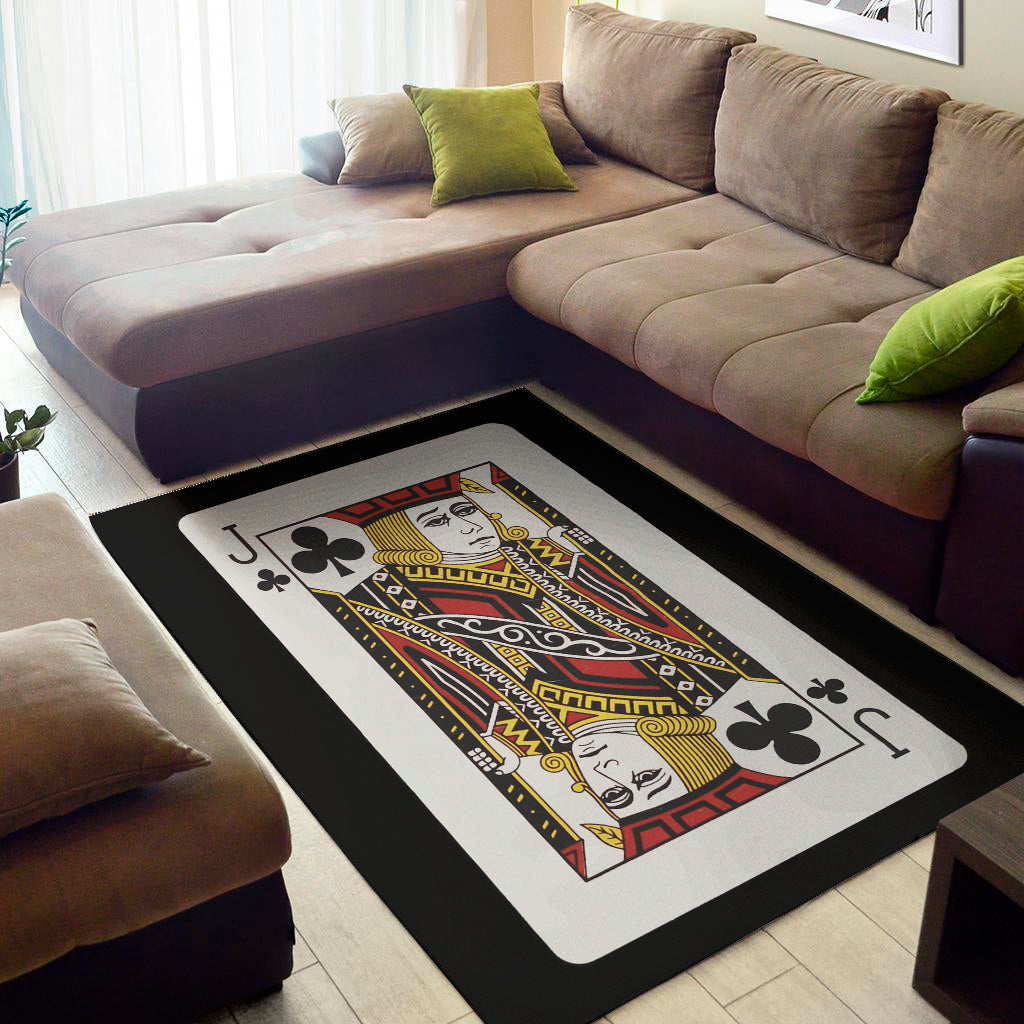 Jack Of Clubs Playing Card Print Area Rug