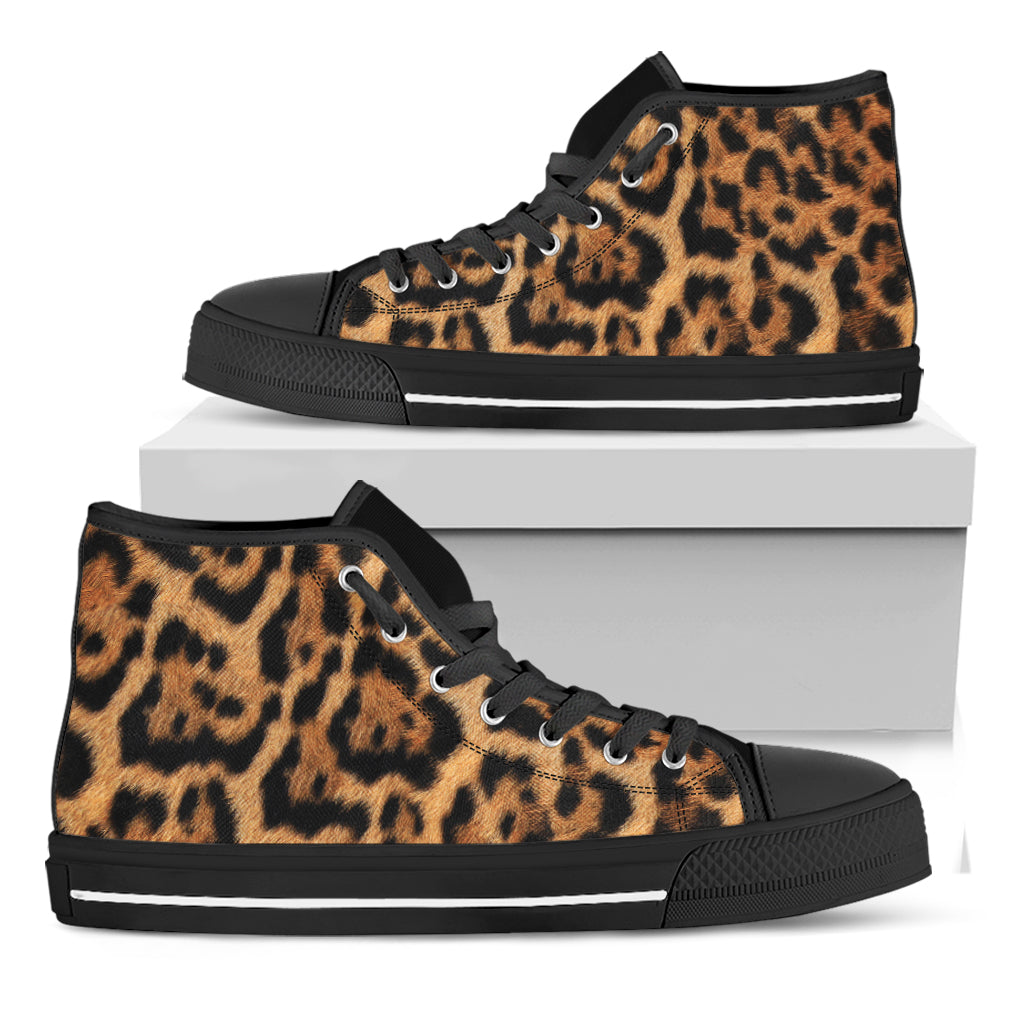 Jaguar Fur Pattern Print Black High Top Shoes