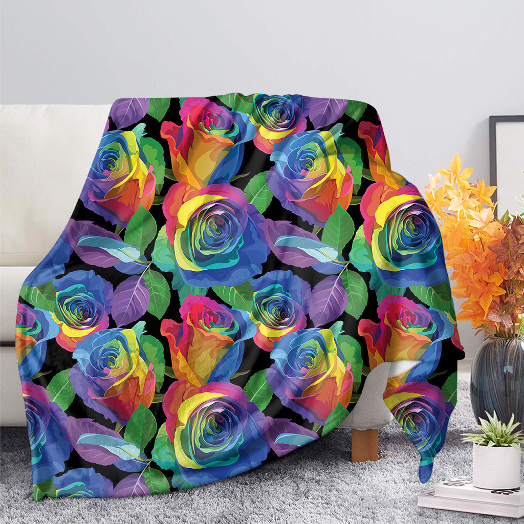 LGBT Pride Rainbow Roses Pattern Print Blanket