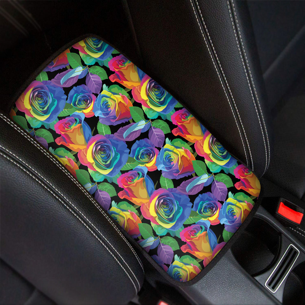 LGBT Pride Rainbow Roses Pattern Print Car Center Console Cover