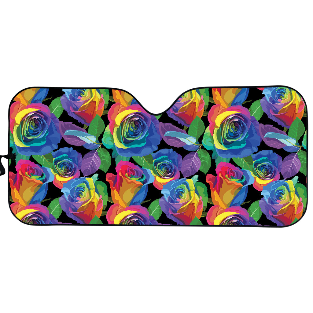 LGBT Pride Rainbow Roses Pattern Print Car Sun Shade