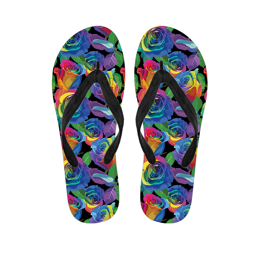 LGBT Pride Rainbow Roses Pattern Print Flip Flops