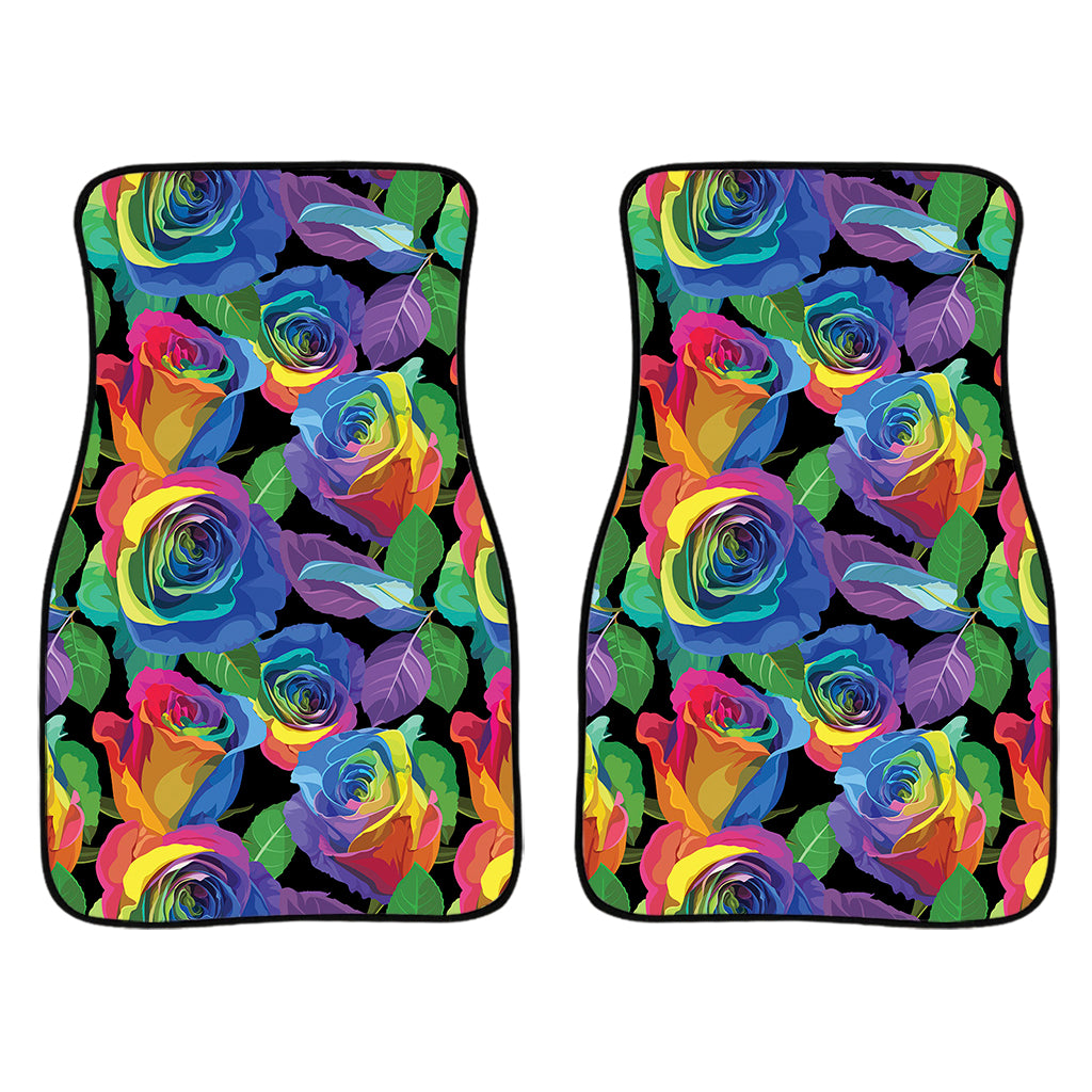 LGBT Pride Rainbow Roses Pattern Print Front Car Floor Mats