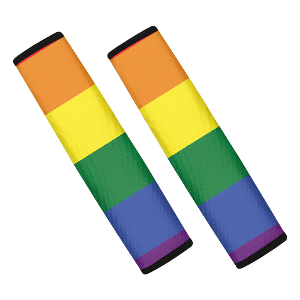 LGBT Pride Rainbow Striped Print Car Seat Belt Covers