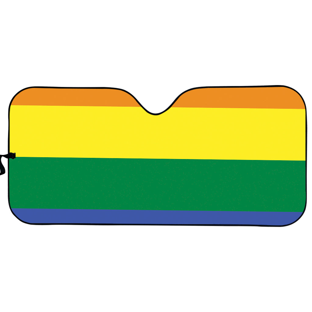 LGBT Pride Rainbow Striped Print Car Sun Shade