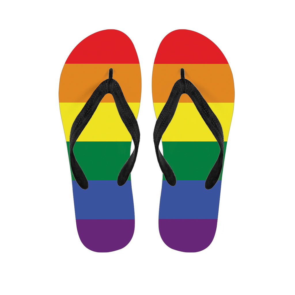 LGBT Pride Rainbow Striped Print Flip Flops