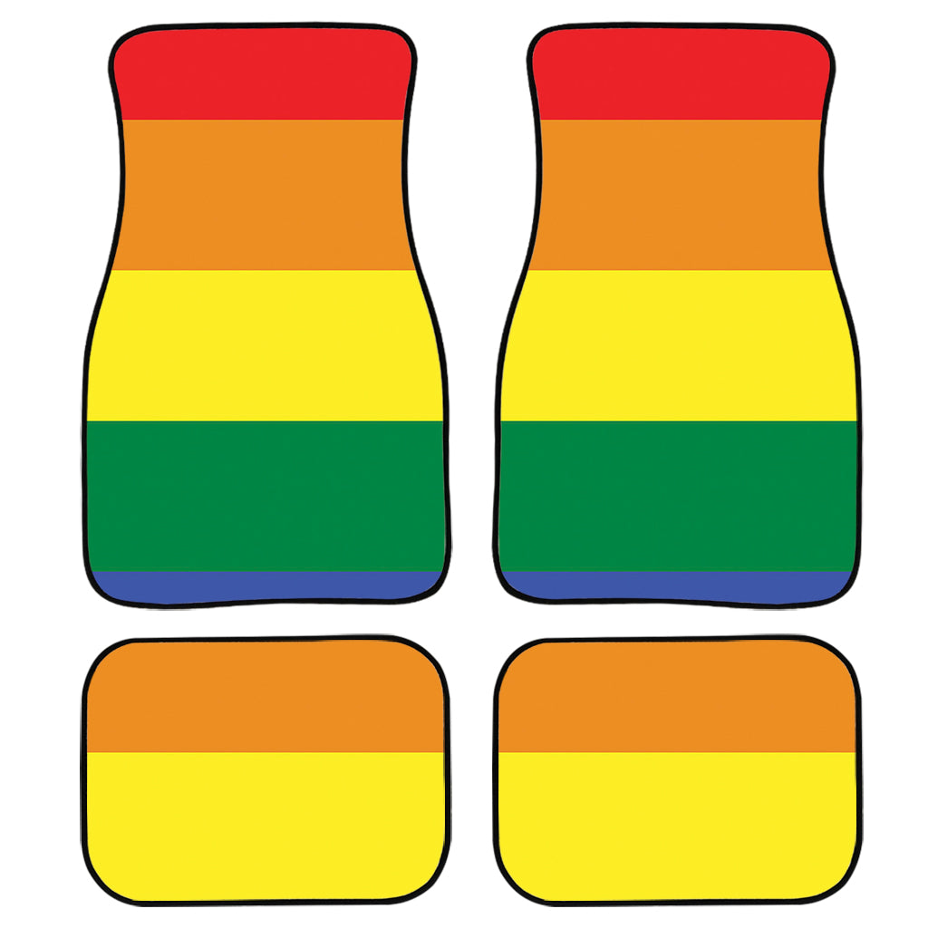 LGBT Pride Rainbow Striped Print Front and Back Car Floor Mats