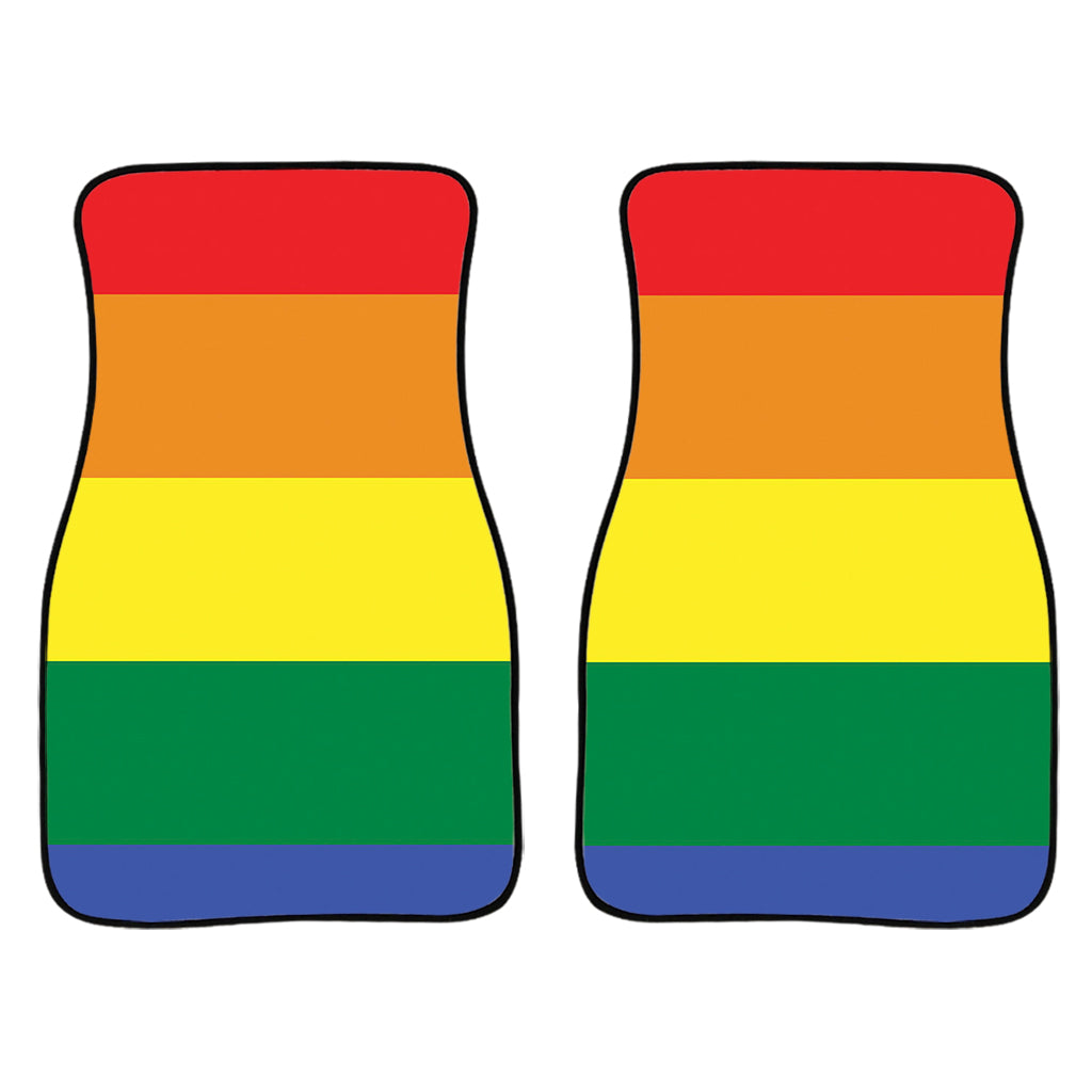 LGBT Pride Rainbow Striped Print Front Car Floor Mats