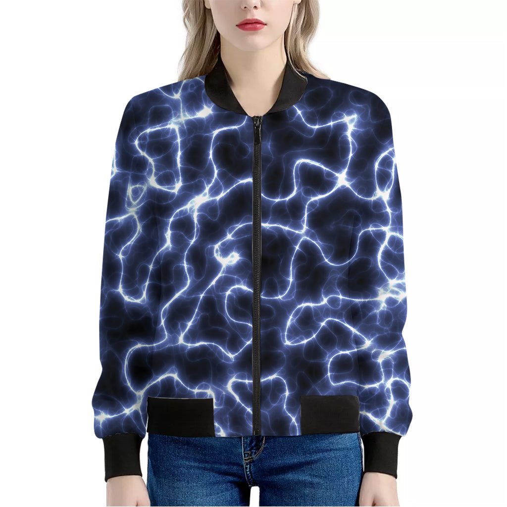 Lightning Chain Print Women's Bomber Jacket