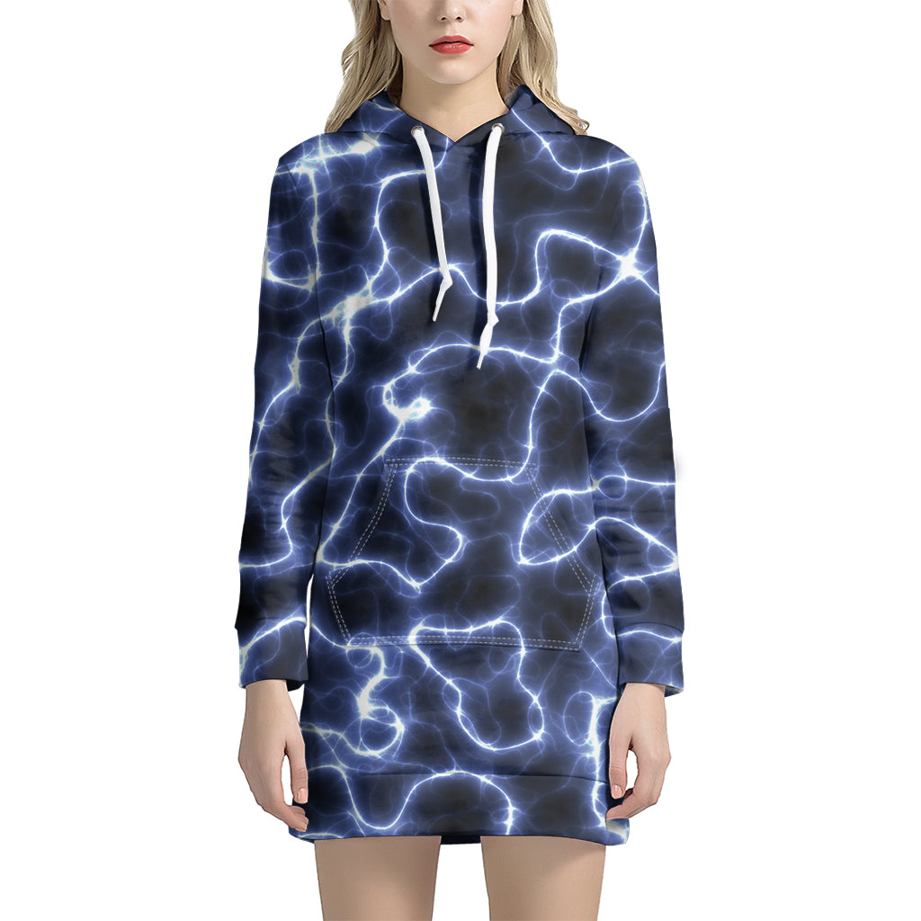 Lightning Chain Print Women's Pullover Hoodie Dress