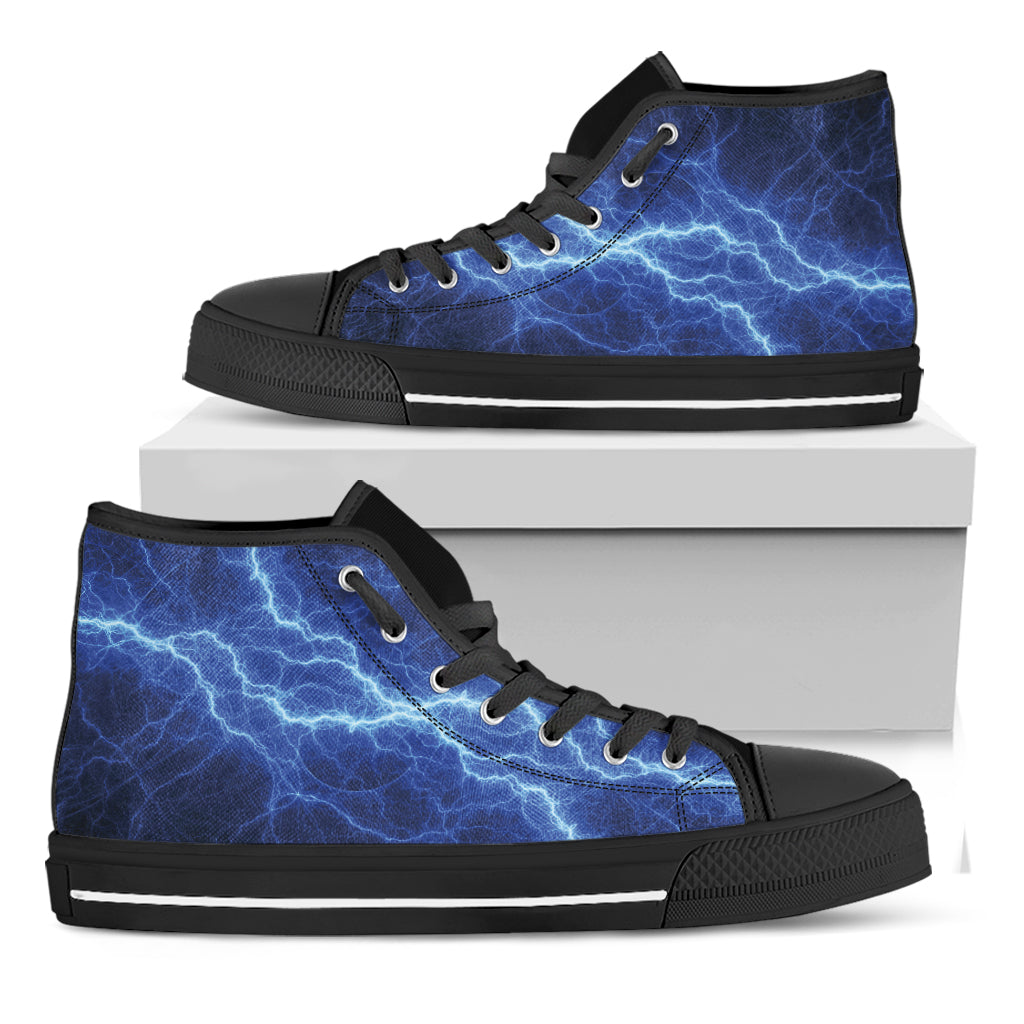 Lightning Plasma Print Black High Top Shoes