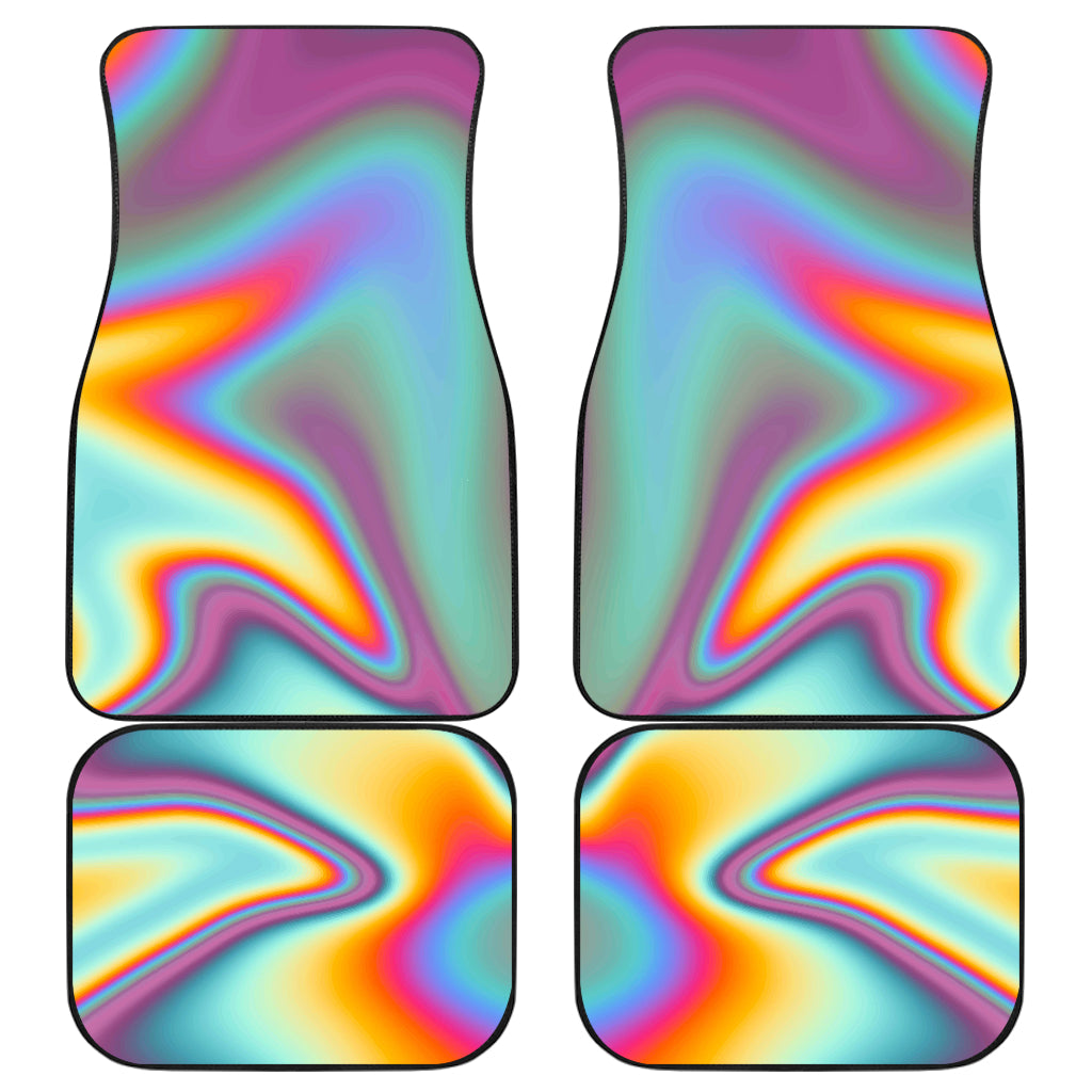 Liquid Holographic Trippy Print Front and Back Car Floor Mats