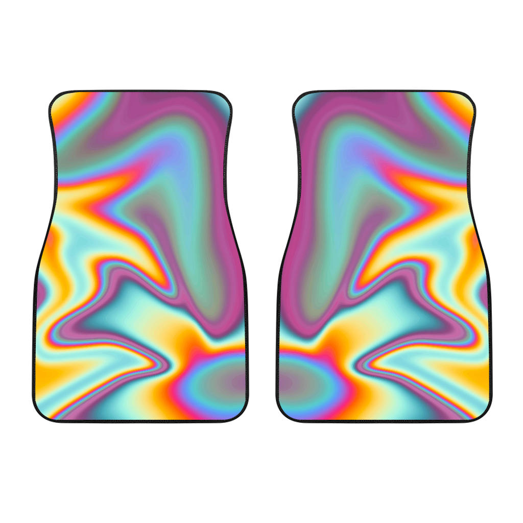 Liquid Holographic Trippy Print Front Car Floor Mats