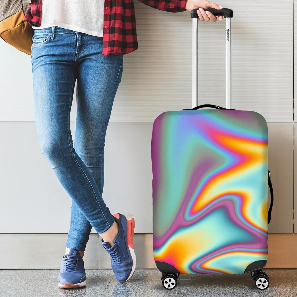 Liquid Holographic Trippy Print Luggage Cover