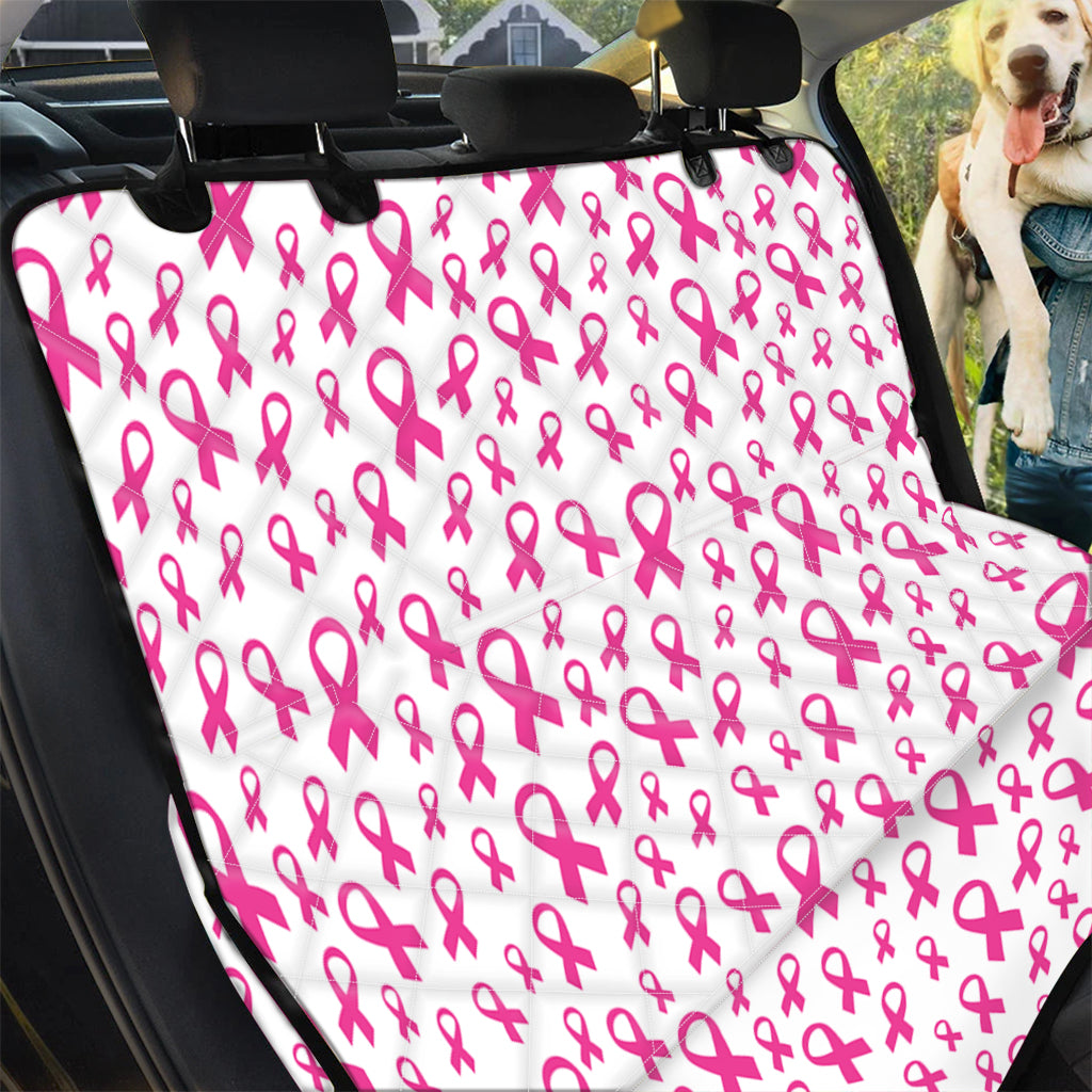 Little Breast Cancer Ribbon Print Pet Car Back Seat Cover