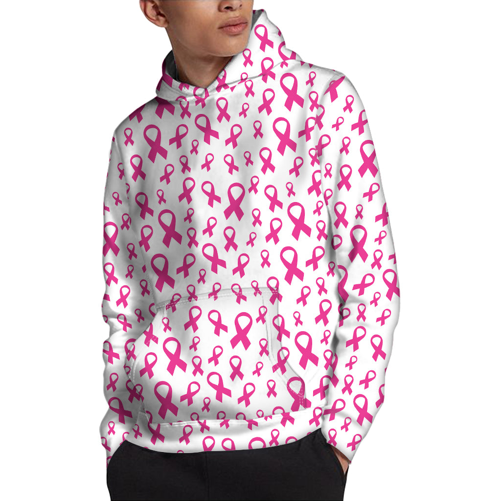 Little Breast Cancer Ribbon Print Pullover Hoodie