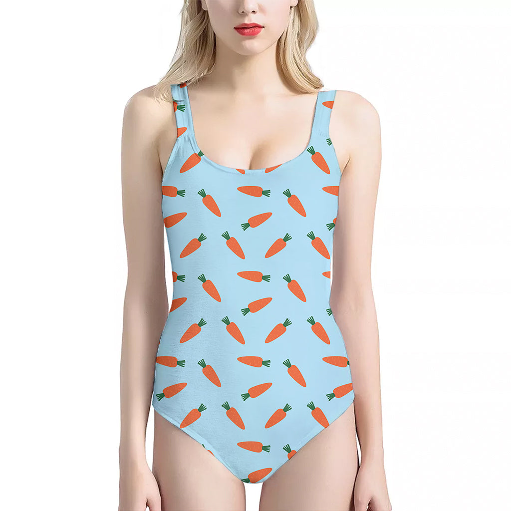 Little Carrot Pattern Print One Piece Halter Neck Swimsuit