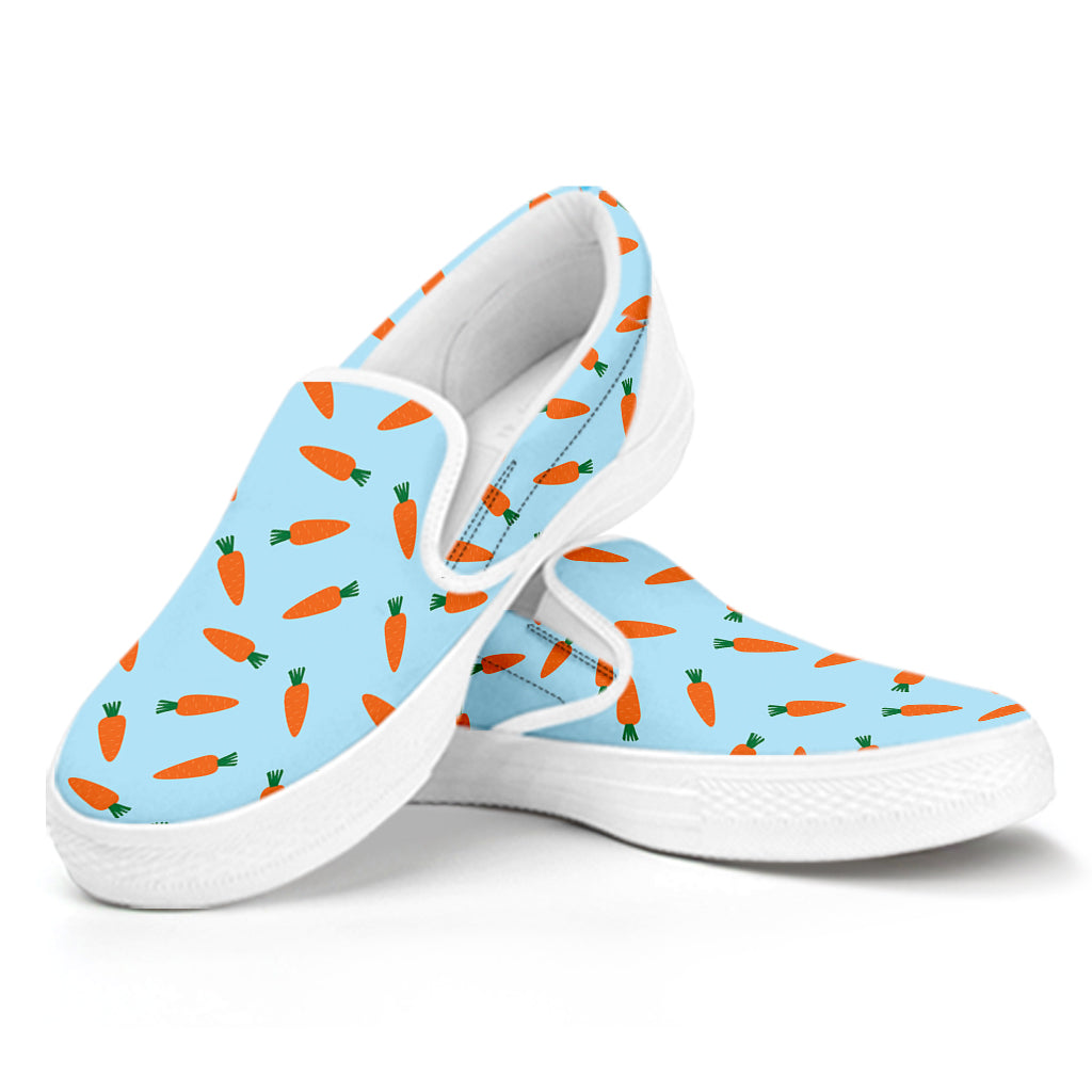 Little Carrot Pattern Print White Slip On Shoes
