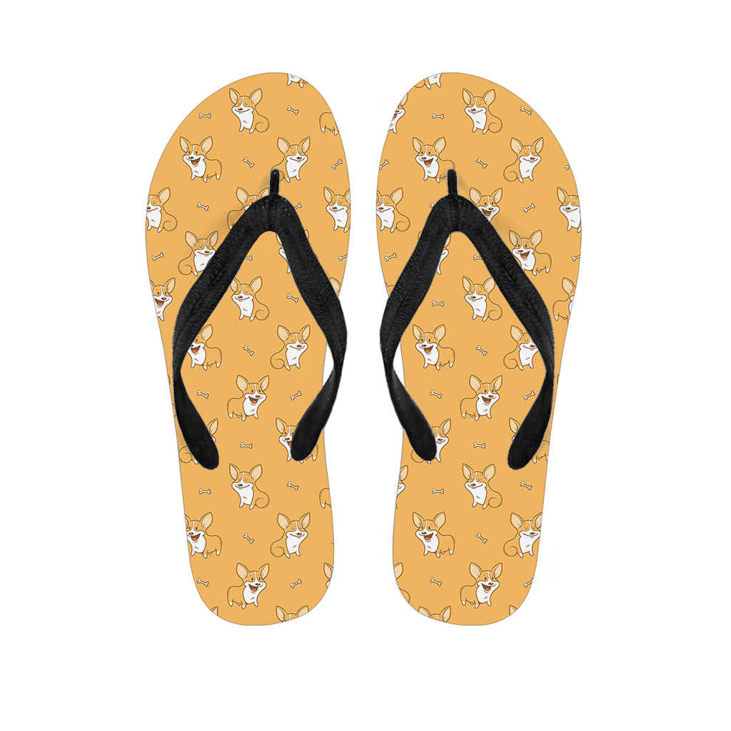 Little Corgi Pattern Print Flip Flops