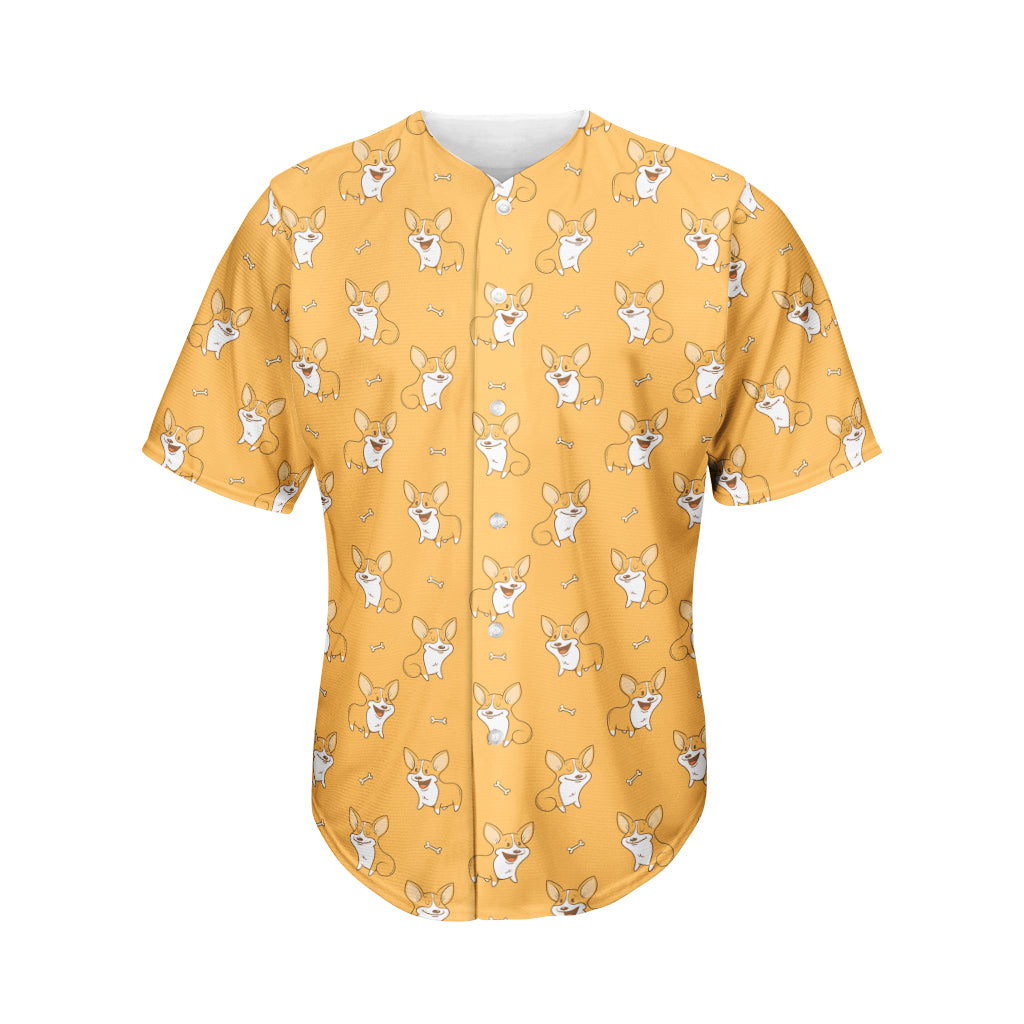 Little Corgi Pattern Print Men's Baseball Jersey