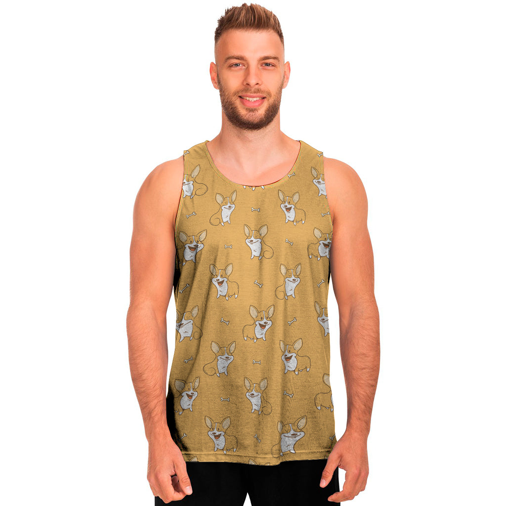 Little Corgi Pattern Print Men's Tank Top