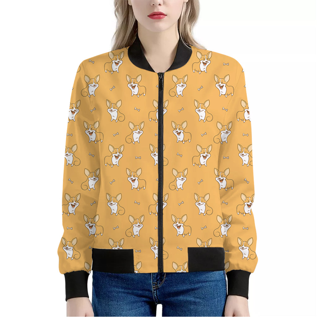 Little Corgi Pattern Print Women's Bomber Jacket