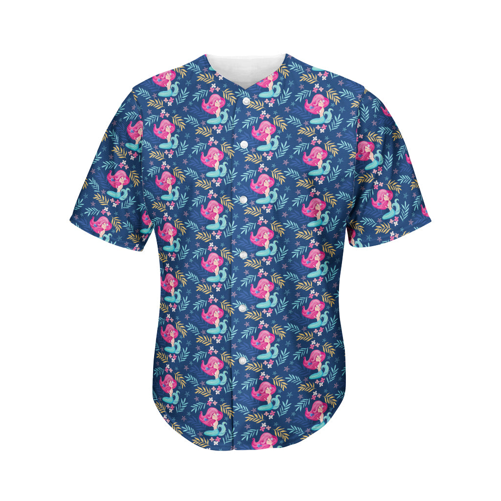 Little Cute Mermaid Pattern Print Men's Baseball Jersey