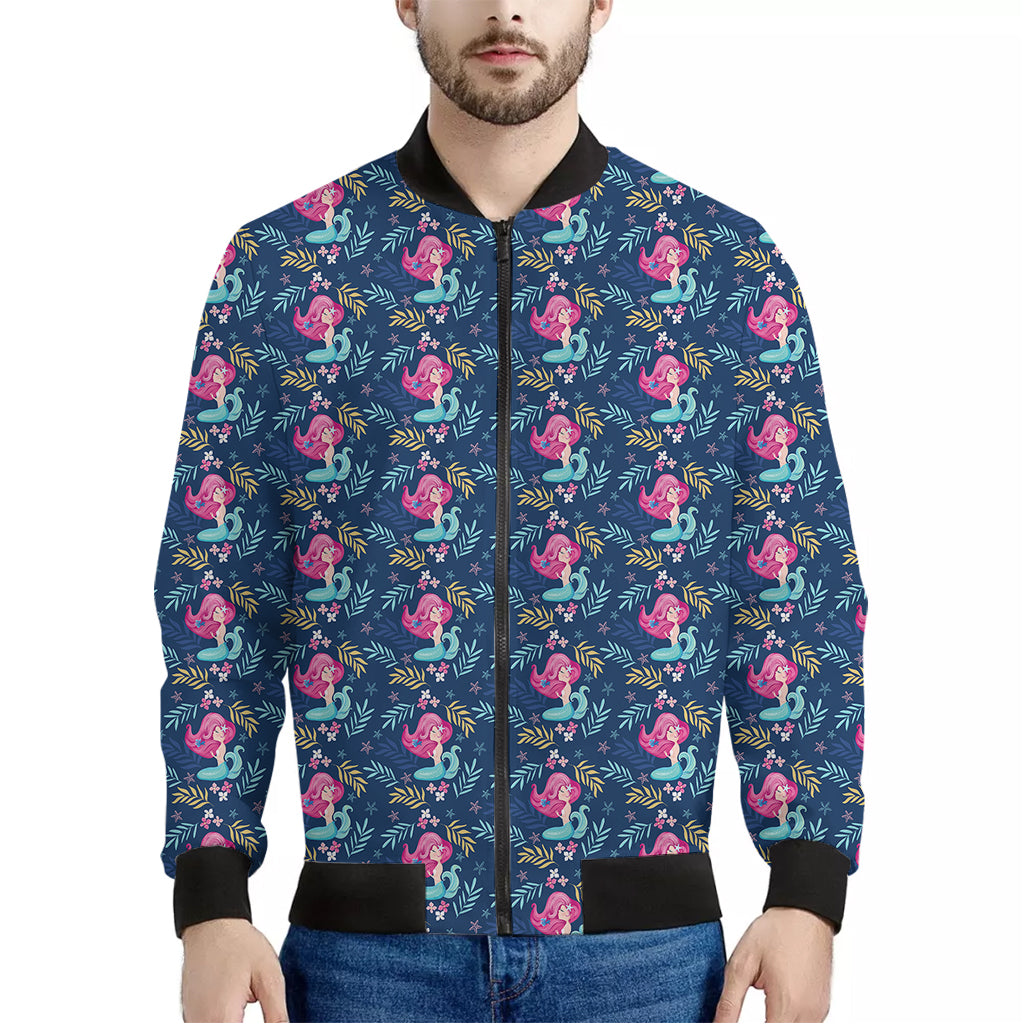 Little Cute Mermaid Pattern Print Men's Bomber Jacket