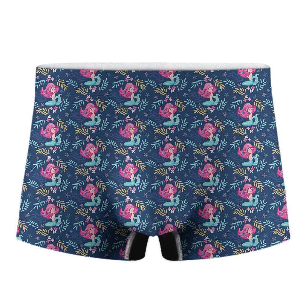 Little Cute Mermaid Pattern Print Men's Boxer Briefs