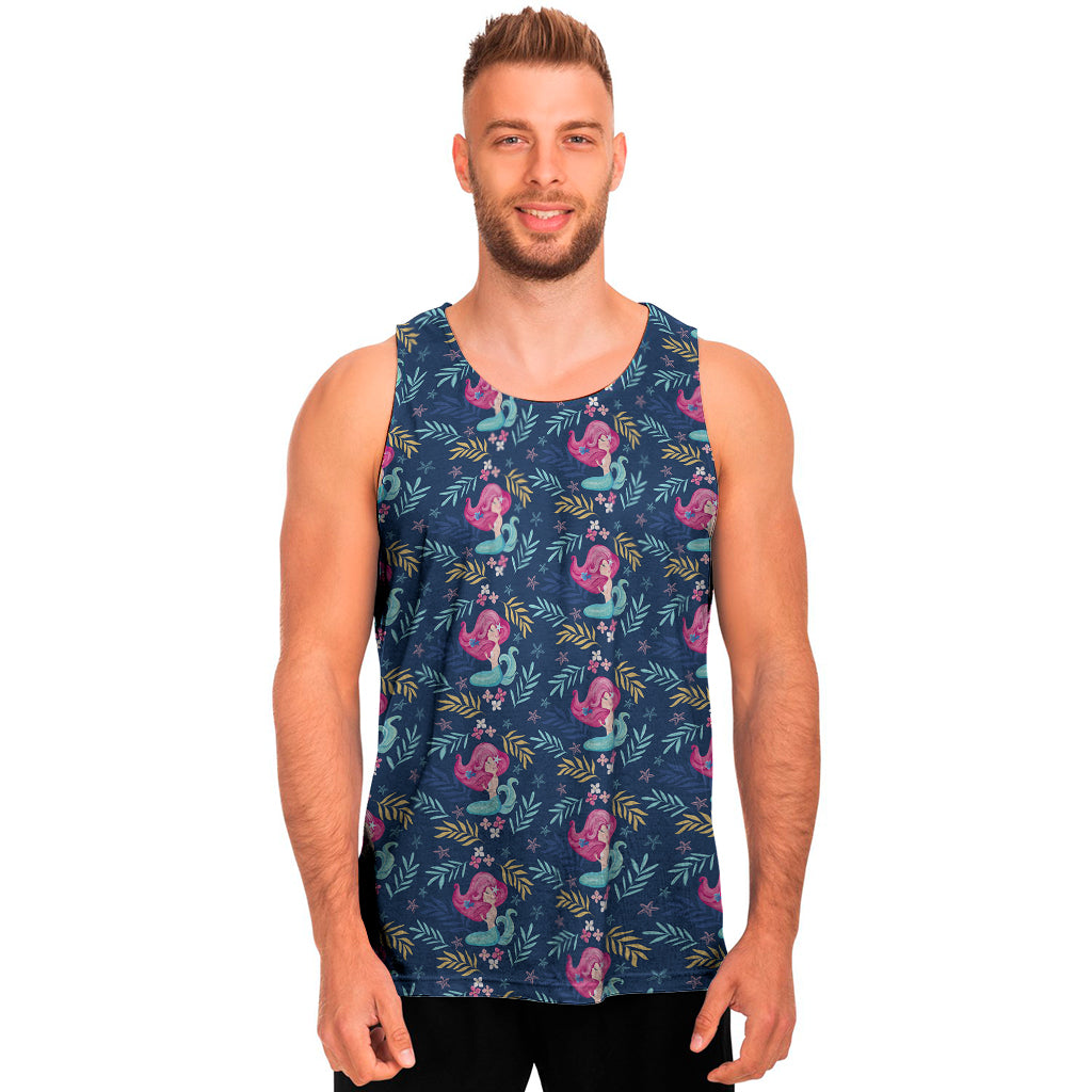 Little Cute Mermaid Pattern Print Men's Tank Top