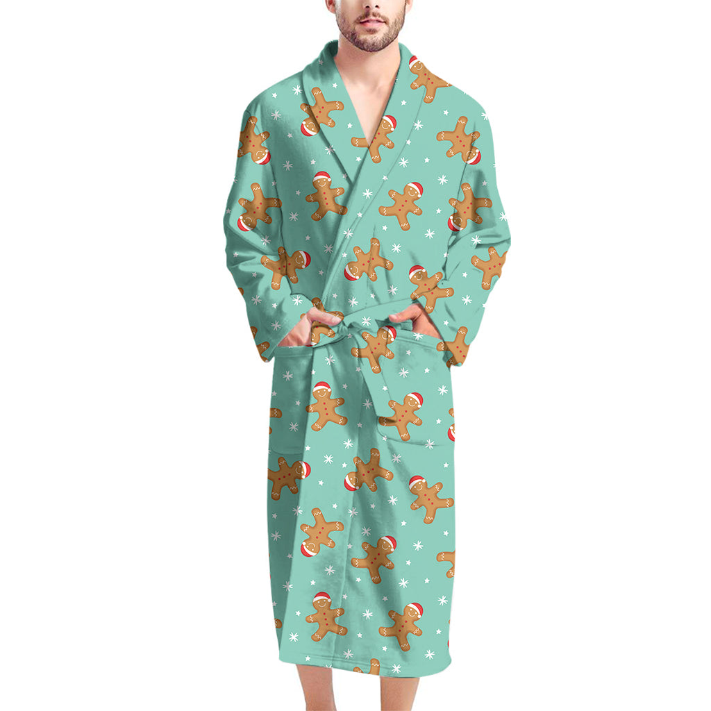 Little Gingerbread Man Pattern Print Men's Bathrobe