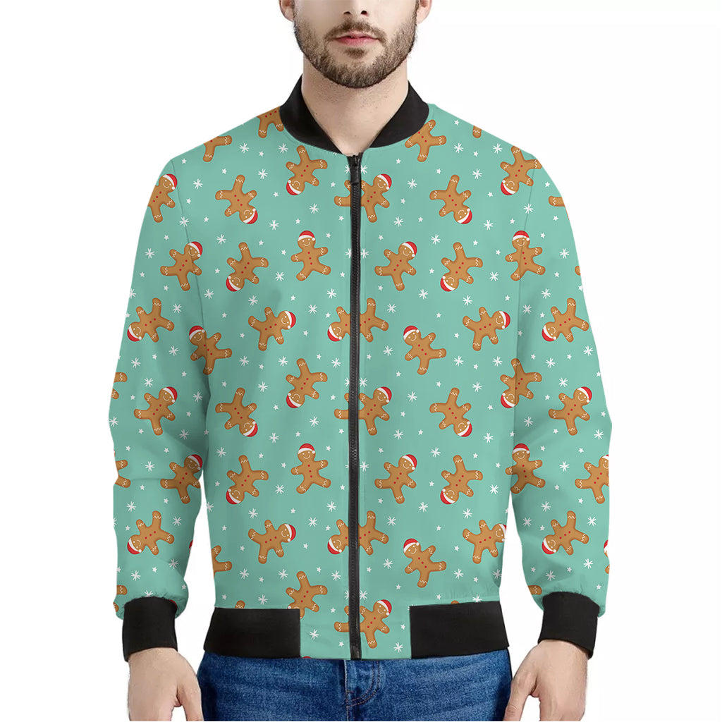 Little Gingerbread Man Pattern Print Men's Bomber Jacket