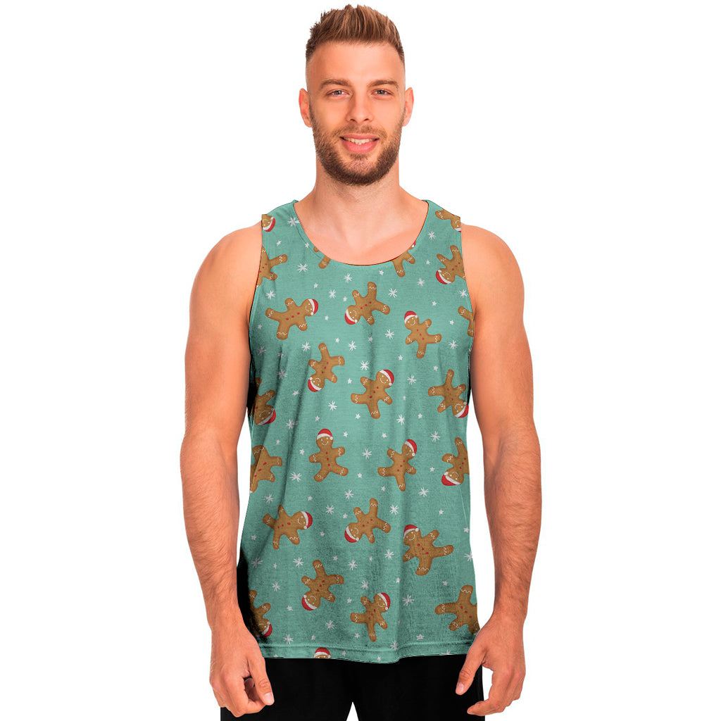 Little Gingerbread Man Pattern Print Men's Tank Top