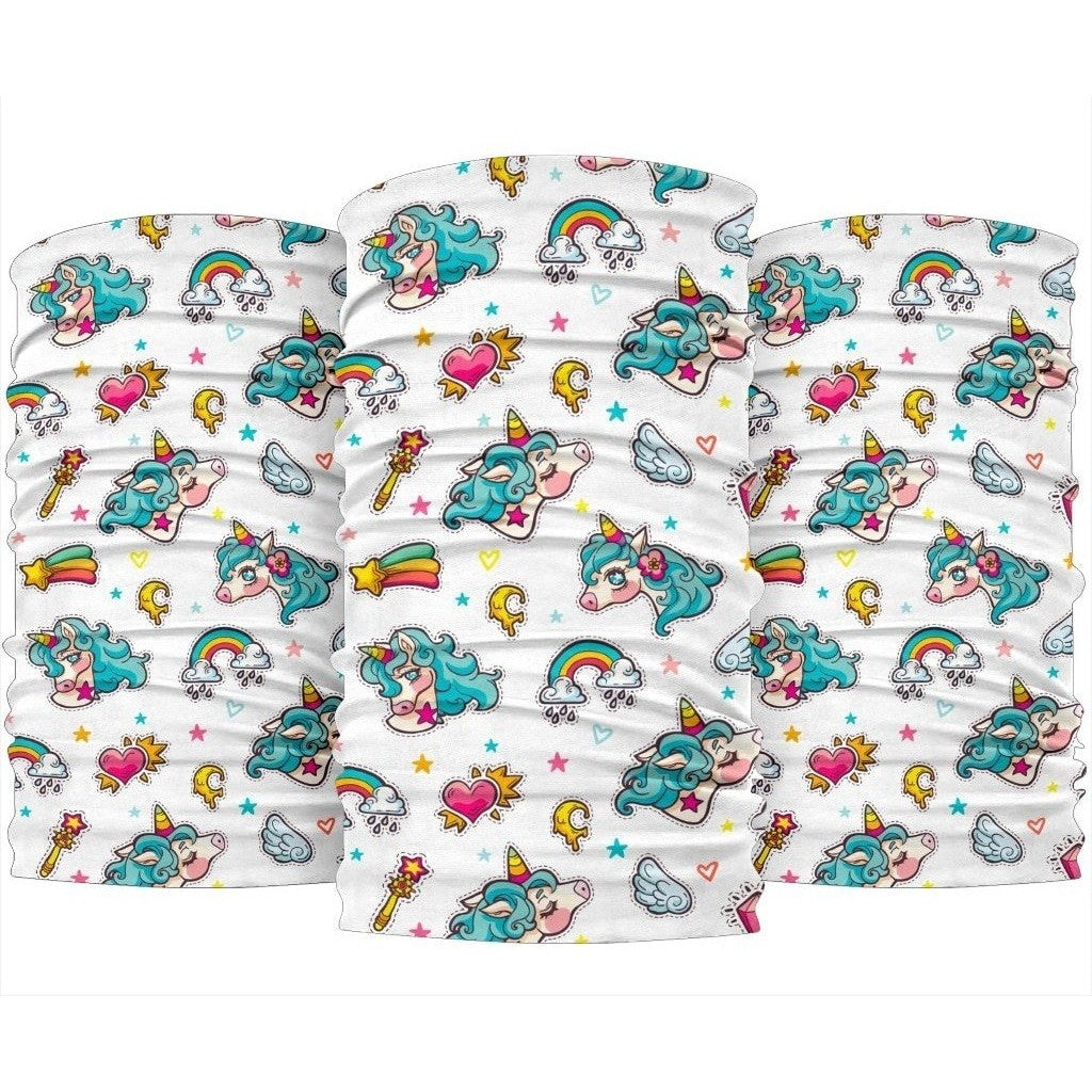 Little Girly Unicorn Pattern Print 3-Pack Bandanas