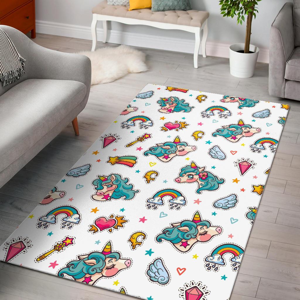 Little Girly Unicorn Pattern Print Area Rug