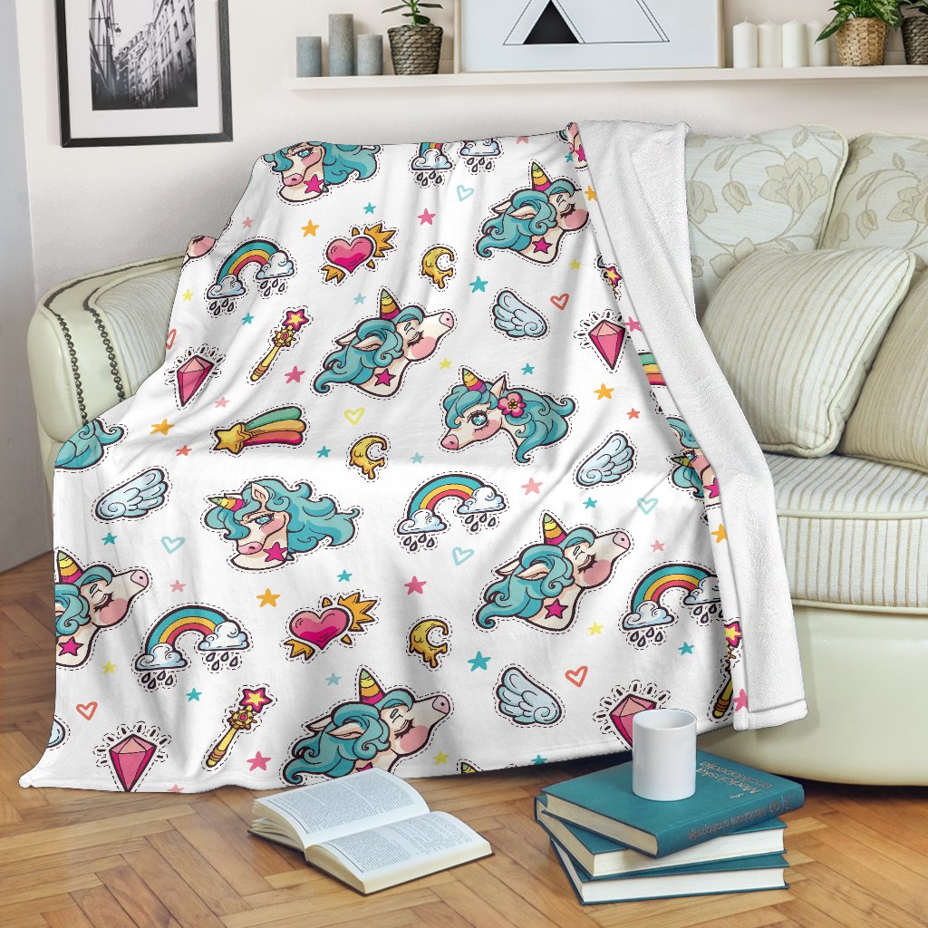 Little Girly Unicorn Pattern Print Blanket