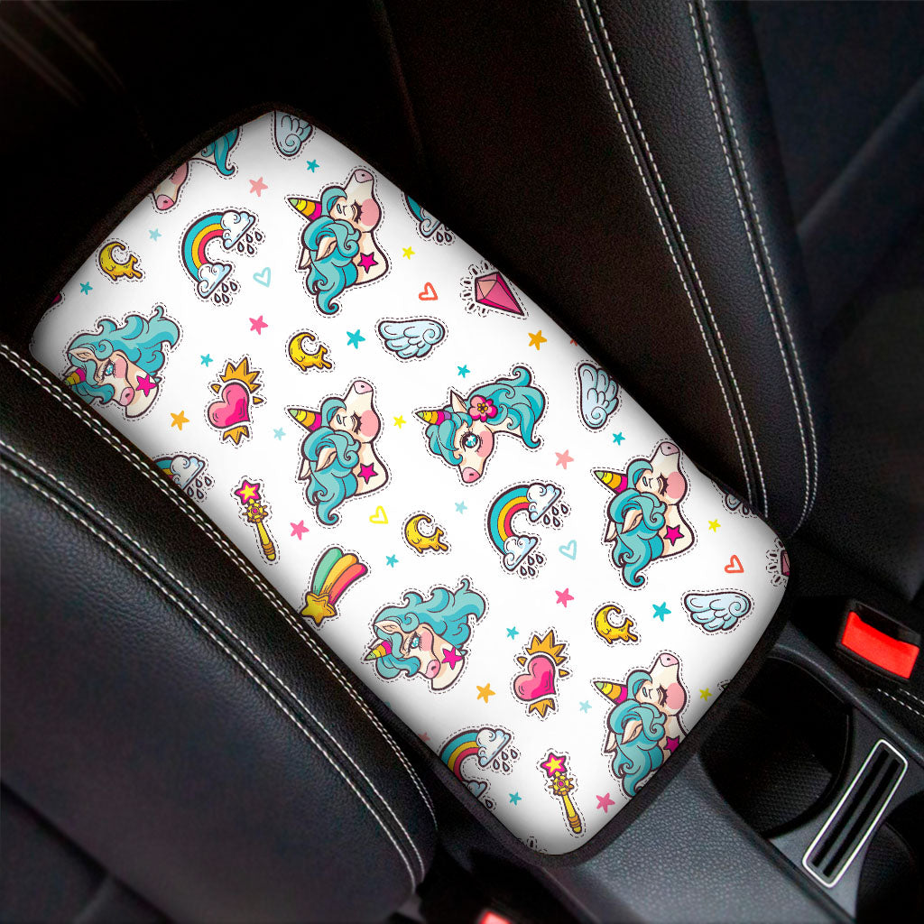 Little Girly Unicorn Pattern Print Car Center Console Cover