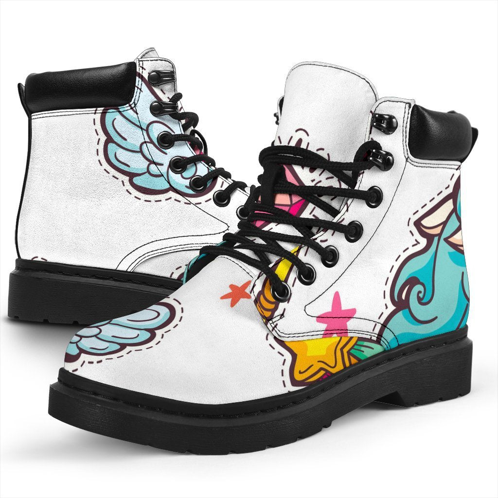 Little Girly Unicorn Pattern Print Classic Boots