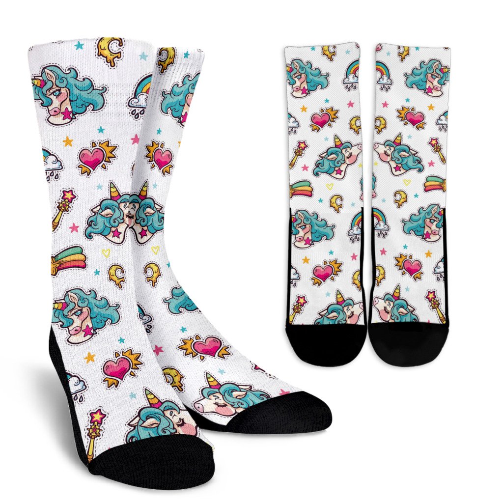 Little Girly Unicorn Pattern Print Crew Socks