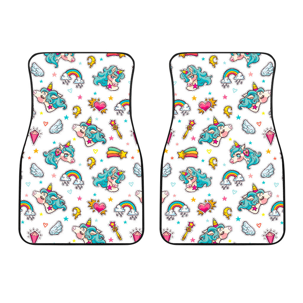 Little Girly Unicorn Pattern Print Front Car Floor Mats