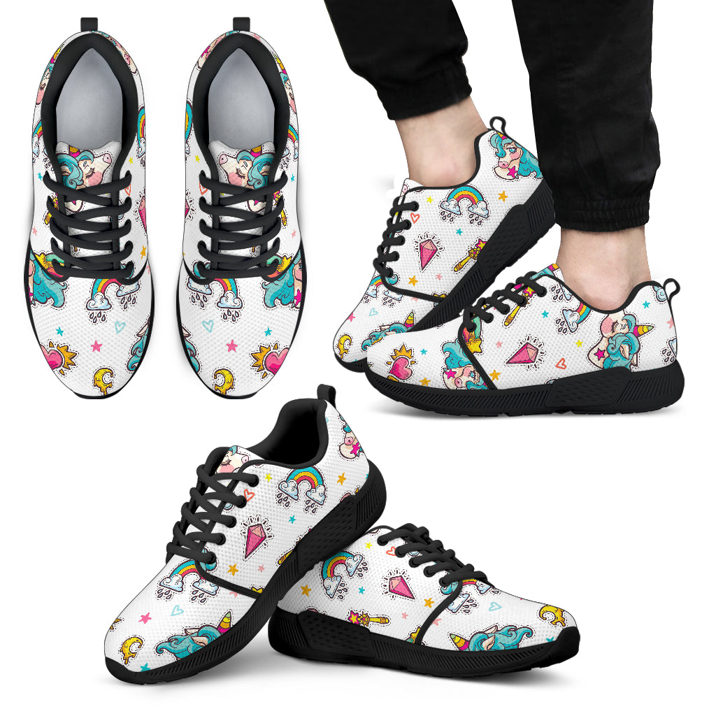 Little Girly Unicorn Pattern Print Men's Athletic Shoes