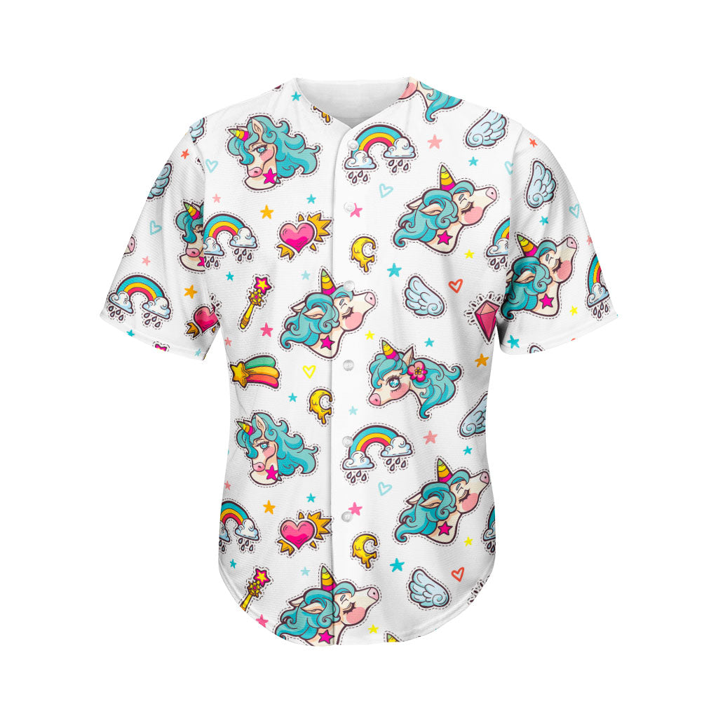 Little Girly Unicorn Pattern Print Men's Baseball Jersey