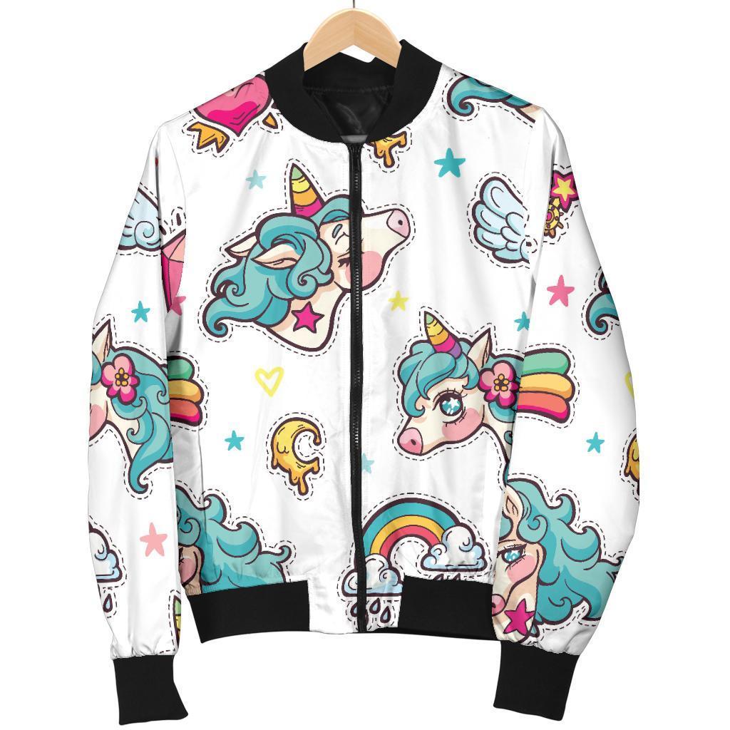 Little Girly Unicorn Pattern Print Men's Bomber Jacket