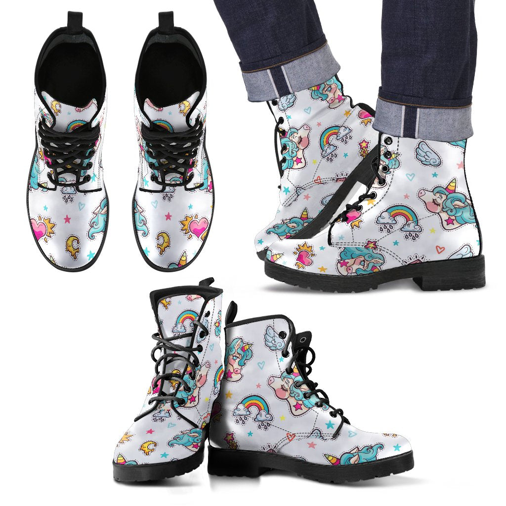 Little Girly Unicorn Pattern Print Men's Boots