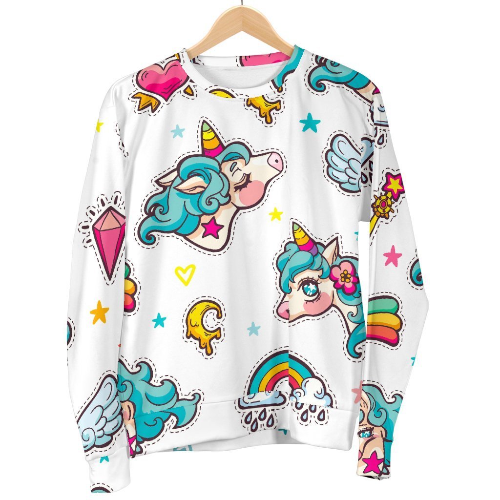 Little Girly Unicorn Pattern Print Men's Crewneck Sweatshirt